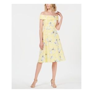 Calvin Klein Women’s Yellow Eyelet Floral Dress